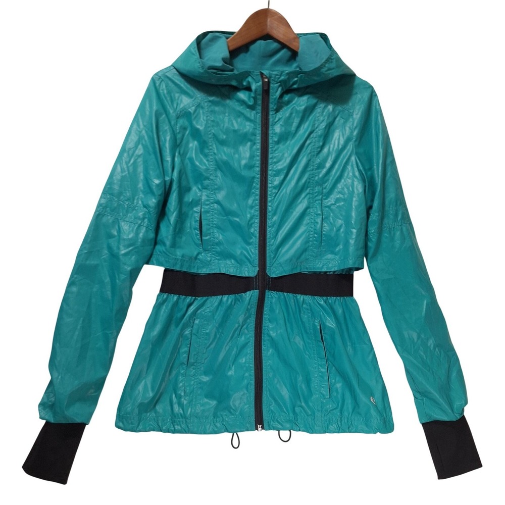 Colosseum Athletics Hooded Windbreaker Womens S Teal Jacket Thumbhole Cuffs Mesh